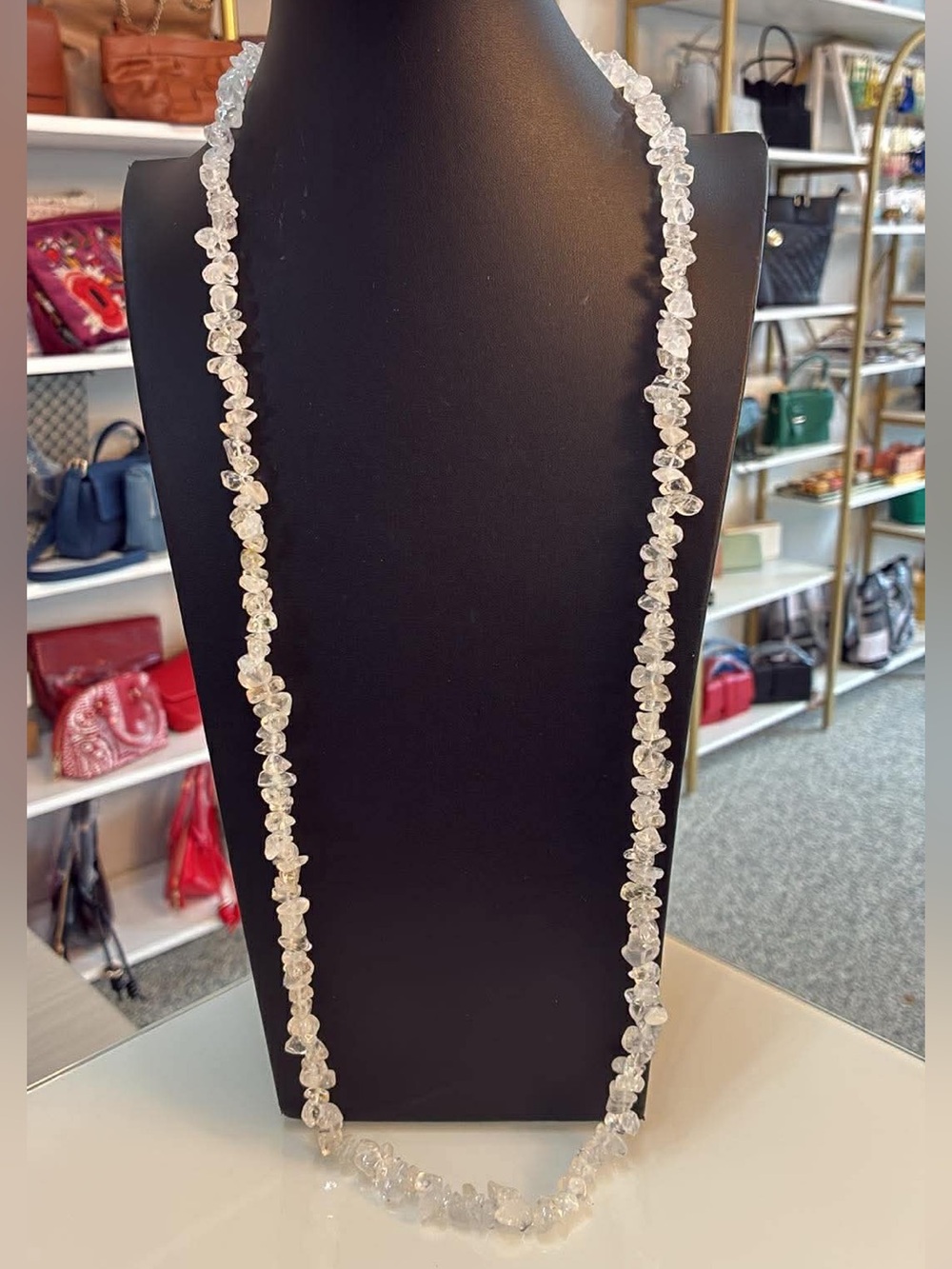 Clear Crystal Chip Long Necklace - Women Jewelry